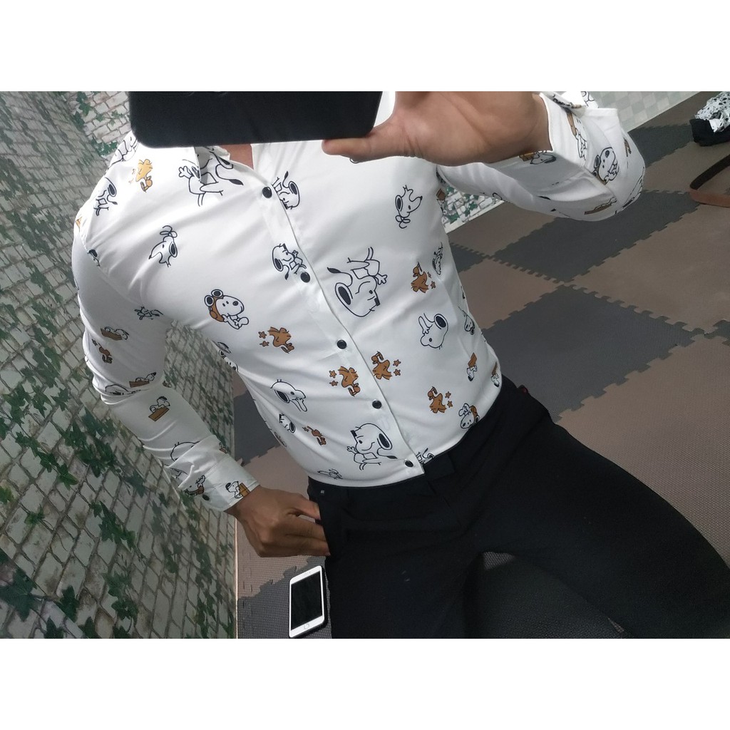 Áo sơ mi họa tiết thú cưng ảnh thật