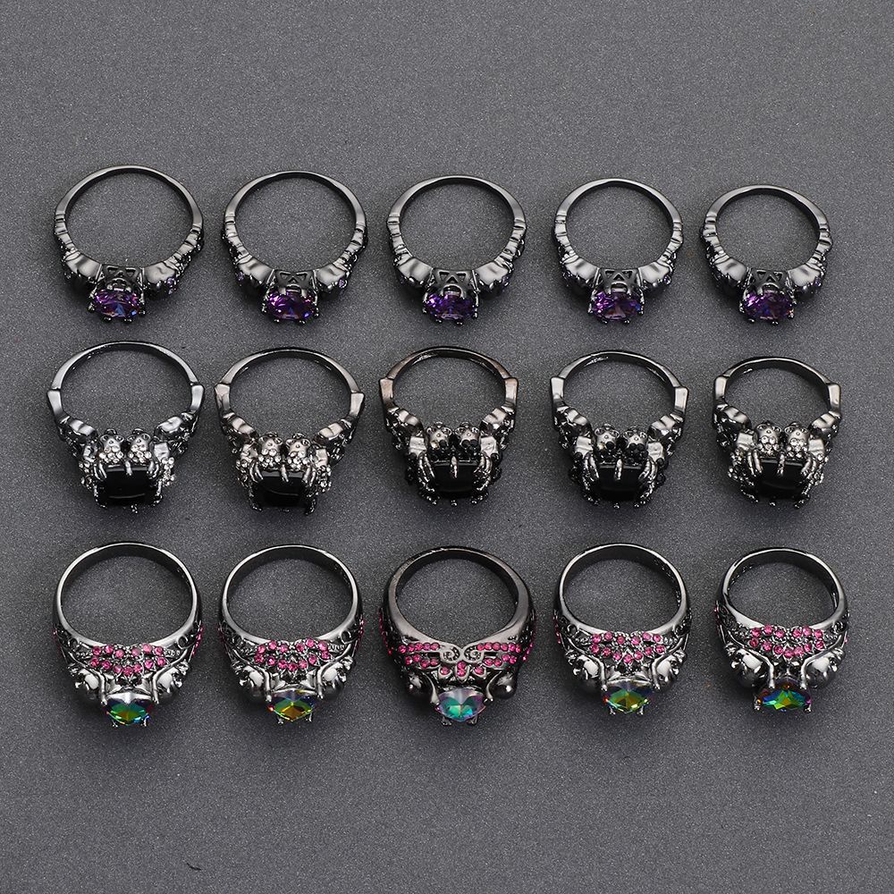 Nhẫn đính đá phong cách gothic thời trang phong cách unisex