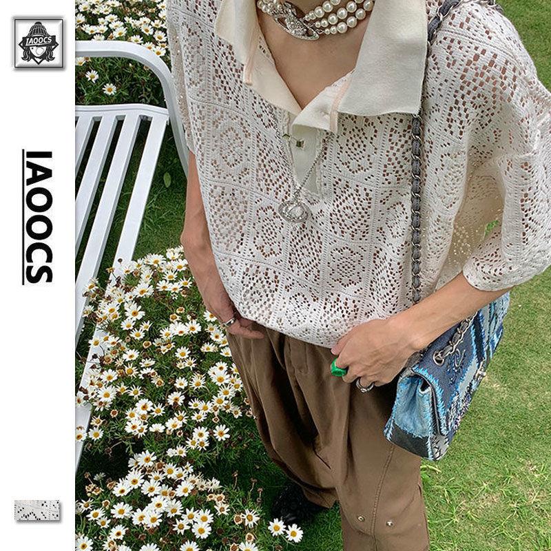 Áo Sơ Mi Tay Ngắn Cổ Polo Thiết Kế Đục Lỗ Đơn Giản Sang Trọng Thời Trang Mùa Hè Cho Nam Và Nữ