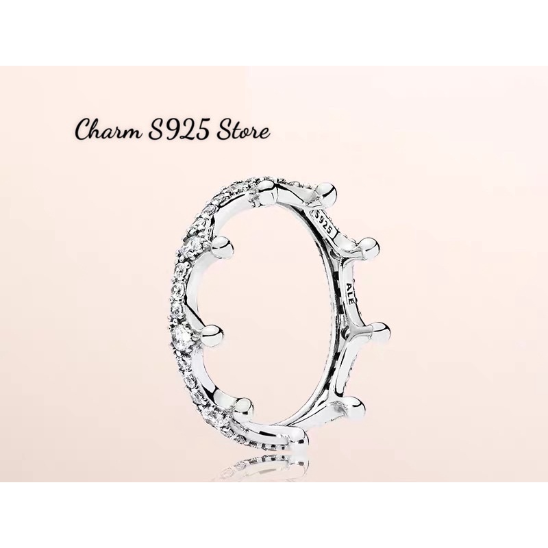 Nhẫn đeo tay pan Ale đính đá vương miện bạc s925 cao cấp