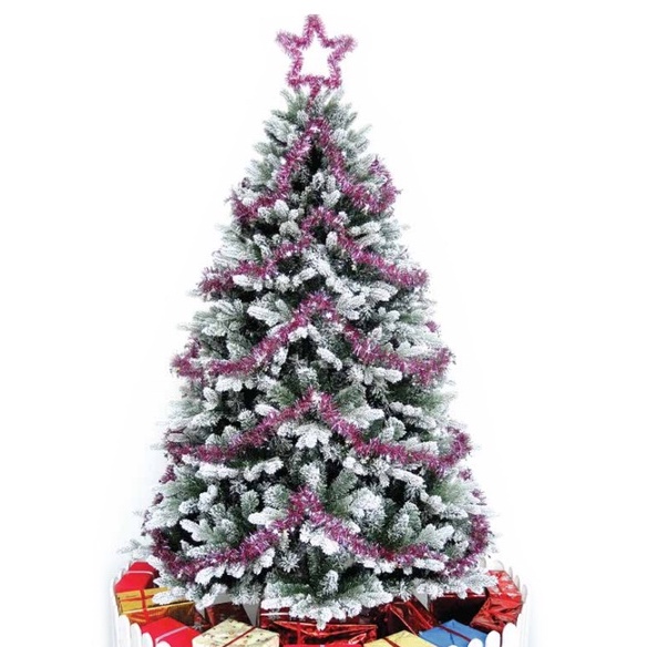 Cây thông tuyết PE mẫu C61 size 1.5m, 1.8m tặng kèm ngôi sao và dây kim tuyến