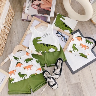 Ba lỗ Khủng long xanh nền trắng bé trai