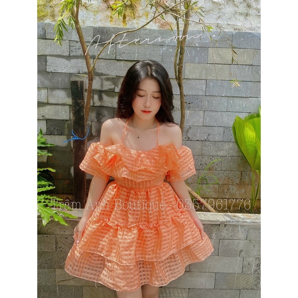 Đầm babydoll xoè tầng Briebrie cao cấp chất liệu vải chỉ thêu, sang chảnh - 290