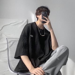 ✦AFFLIGA✦ Áo Thun Tay Ngắn Dáng Rộng Màu Sắc Đơn Giản Phong Cách Hàn Quốc Thời Trang Mùa Hè Cho Nam