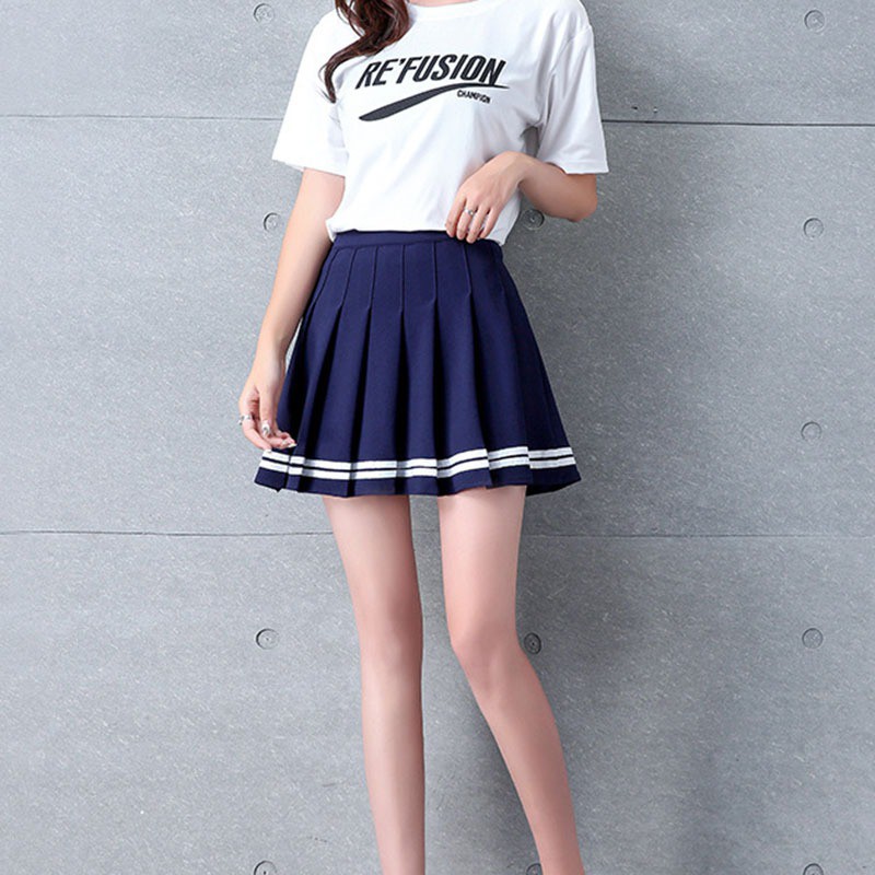 FREESHIP ĐƠN 99K_ 🌟Women Casual Striped Print Pleated With Inner Shorts Skirt | BigBuy360 - bigbuy360.vn