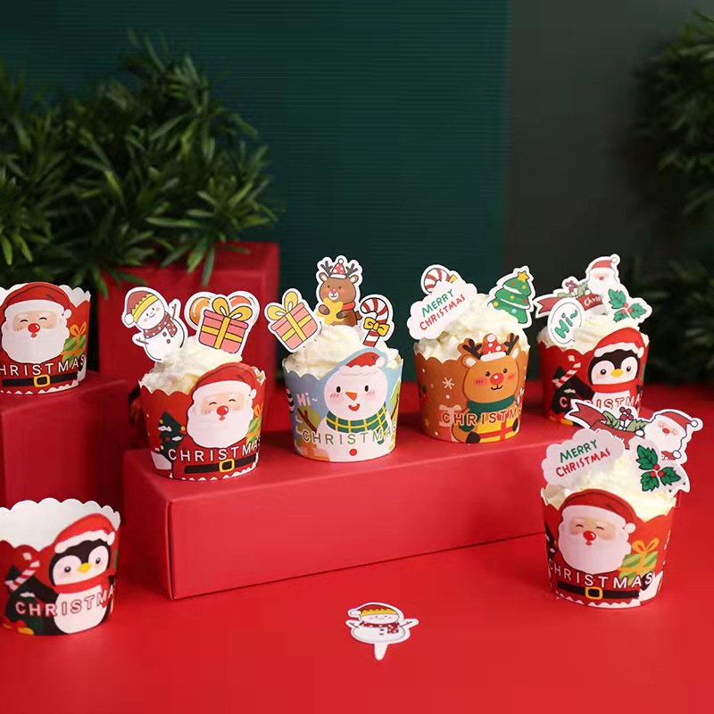 50 đế bánh Cupcake 4 kiểu hình giáng sinh thẻ