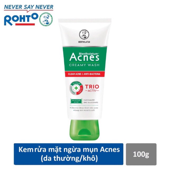 Kem rửa mặt ngăn ngừa mụn Acnes Creamy wash 50 /100g