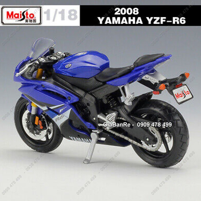Xe Mô Hình Moto Yamaha YZF-R6 Tỉ Lệ 1:32 - Trắng Xanh (Vỉ Không Đế) – 8885X