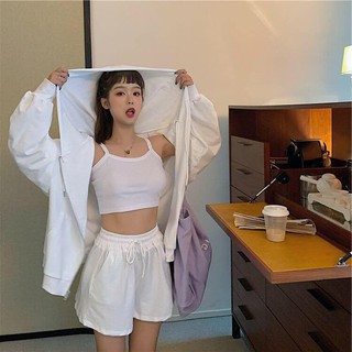 Set bộ thể thao 3 món chất thun áo khoác - áo 2 dây - quần sooc cực ngầu sẵn 3 màu