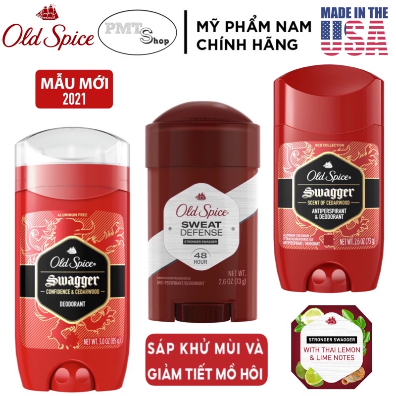 Lăn Sáp khử mùi nam Old Spice Red Collection 85g (sáp xanh) Swagger , Aqua Reef , After Hours , Captain