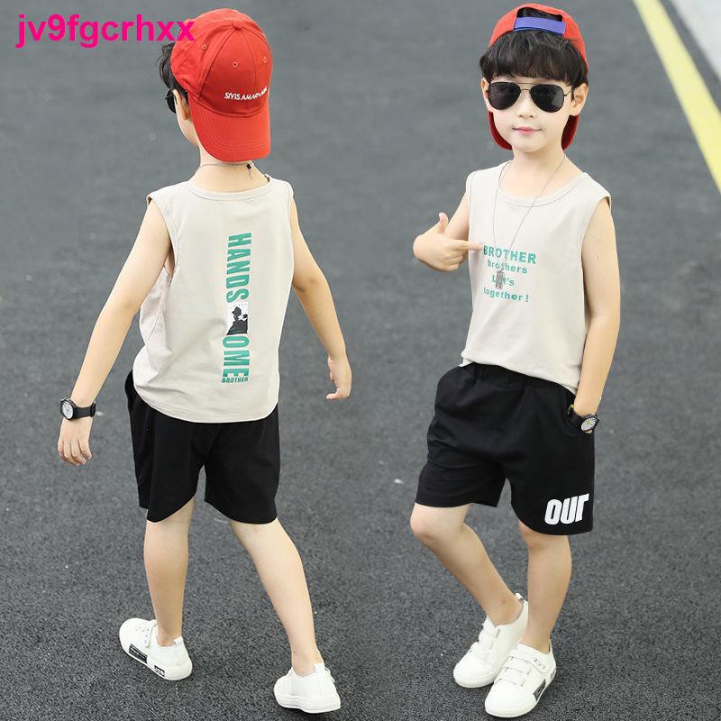 thời trang trẻ emQuần Áo Trẻ Em Bé Trai Bộ Đồ Mùa Hè Đẹp Kiểu Tây Lót Big Boy Vest Không Tay Phiên Bản Hàn Quốc