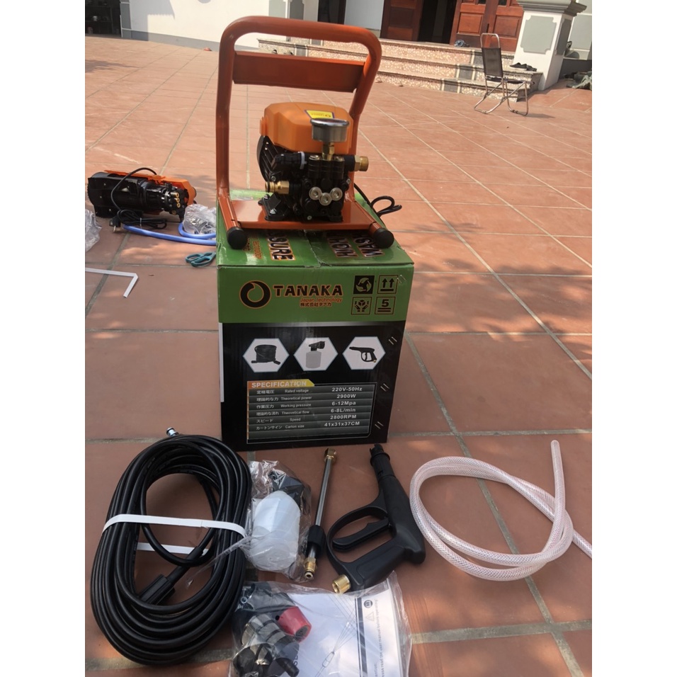 Máy rửa xe Nhật Bản TANAKA T188, công suất khỏe 2900w, áp lực 130 Bar, động cơ từ 100 đồng, bảo hành đến 18 tháng