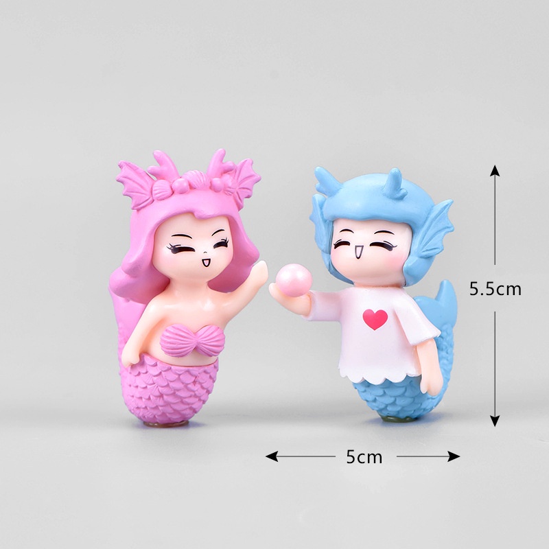 1 Cặp Đồ Trang Trí Hồ Cá Hình Cặp Đôi Nàng Tiên Cá Bằng PVC DIY