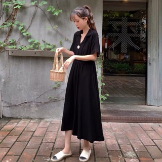 {order bigsize,L-4xl}Váy dáng dài cổ V chun eo