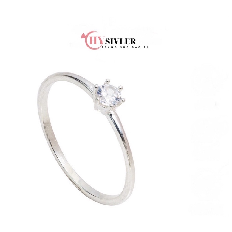 Nhẫn nữ bạc ta đính đá nhỏ 3 ly nhẹ nhàng nhẫn nữ đơn giản bạc thật