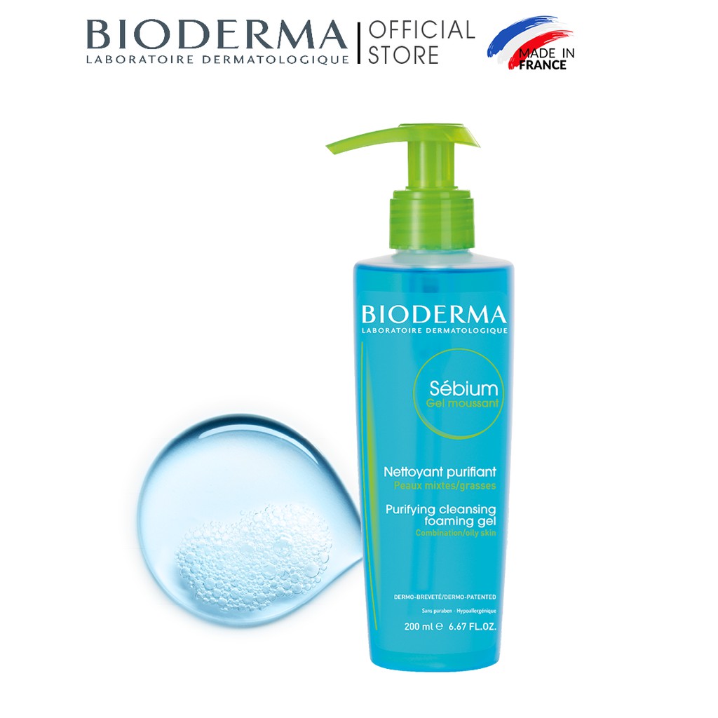 Bộ đôi gel rửa mặt cho da hỗn hợp và da dầu  Bioderma Sebium Gel Moussant 200ml và kem dưỡng giảm mụn Global 30ml