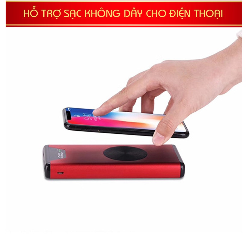 [TẶNG TÚI ĐỰNG] Pin Sạc Dự Phòng Không Dây Power Bank Chuẩn QI 10.000mAh - Hỗ trợ sạc nhanh, sạc không dây