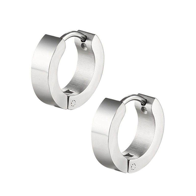 Hoa tai dáng tròn chất liệu thép không gỉ phong cách punk cá tính