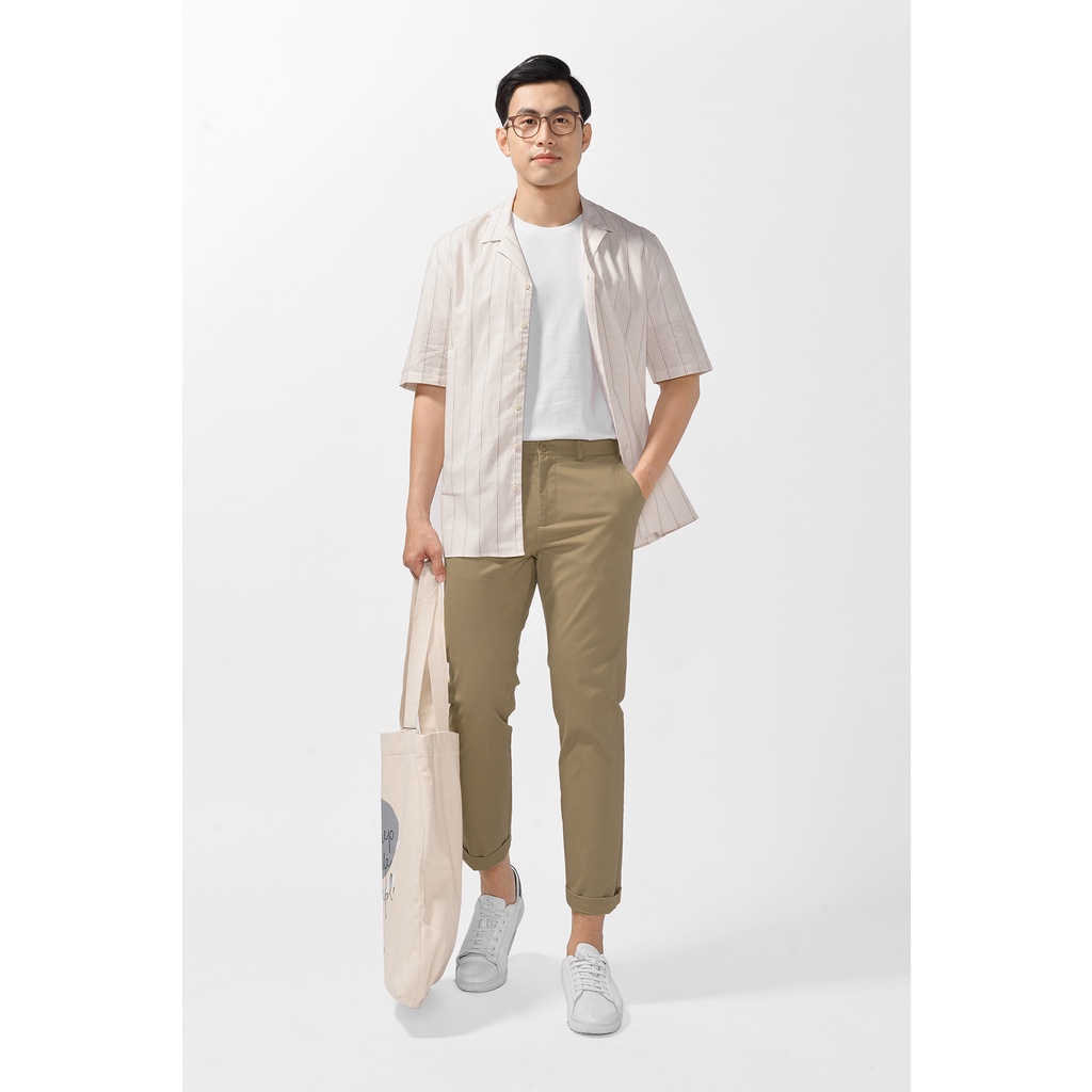 [Mã BMBAU50 giảm 7% đơn 99K] Quần Kaki cạp lưng phối tape. SLIM CROP form - Routine 10F20PCA016