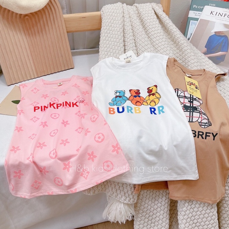 Váy Bé Gái Sát Nách, Váy Suông, Váy Đi Biển Cotton AM913 TTR306 Váy dài tay TTR160