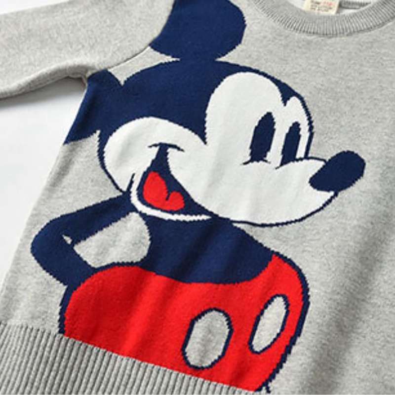 Áo Len Tay Dài Họa Tiết Chuột Mickey Đáng Yêu Cho Bé