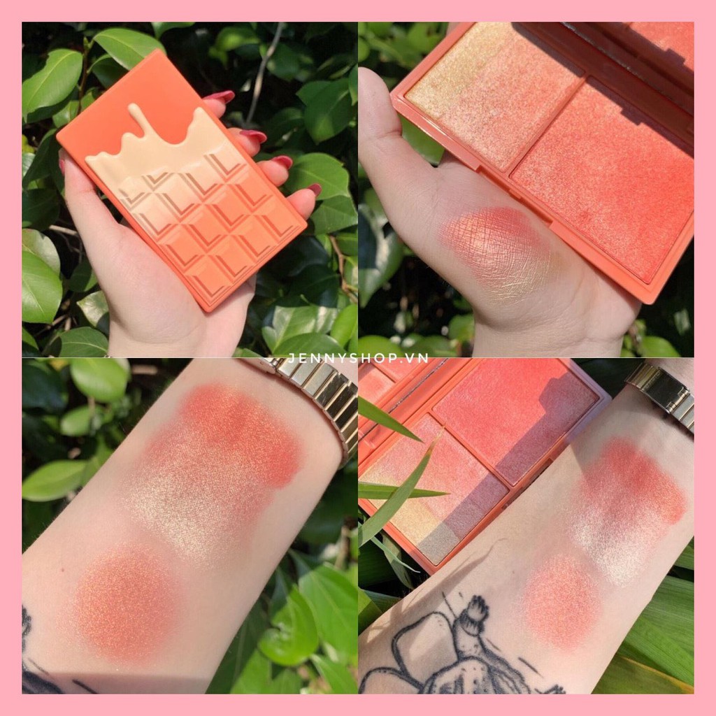 Phấn Nhũ Bắt Sáng &amp; Má Hồng Makeup Revolution Peach And Glow Highlight And Illuminator Duo