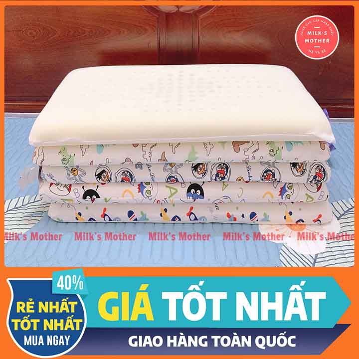 Gối cao su non cho bé [FREESHIP] Gối cao su tự nhiên chính hãng cao cấp có lỗ thoáng khí giúp bé êm ái khi ngủ