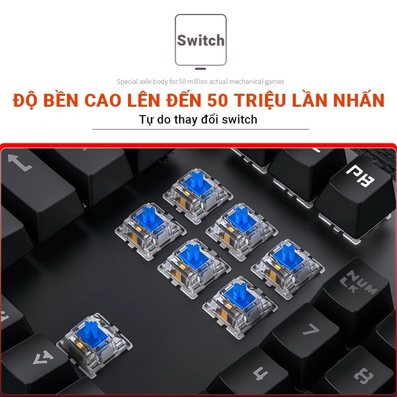 Bàn phím cơ ZK-4 Bàn phím PC laptop gaming Full LED RGB T907, thiết kế cổ điển Full LED hiện đại, thời trang