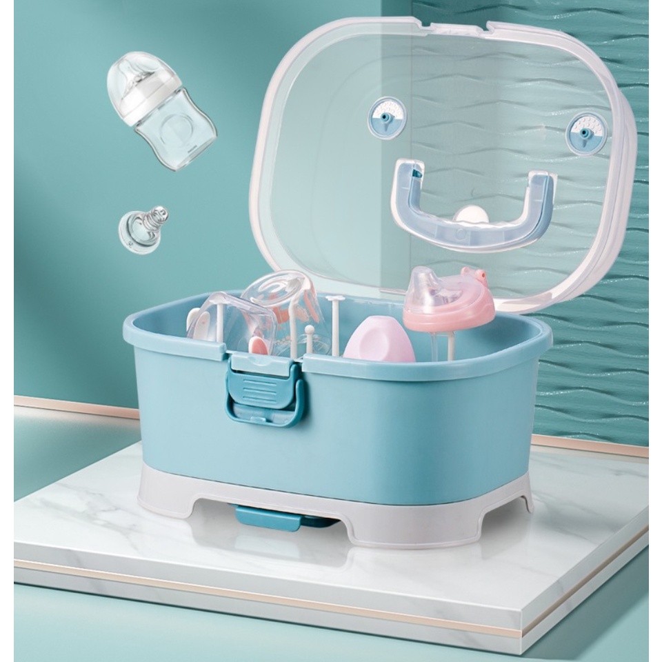 Giá Úp Bình Sữa Jupin - Khay Úp Bát Và Cốc - Hộp Bảo Quản Bình Sữa &amp; Máy Hút Sữa Có Nắp Đậy Chống Bụi