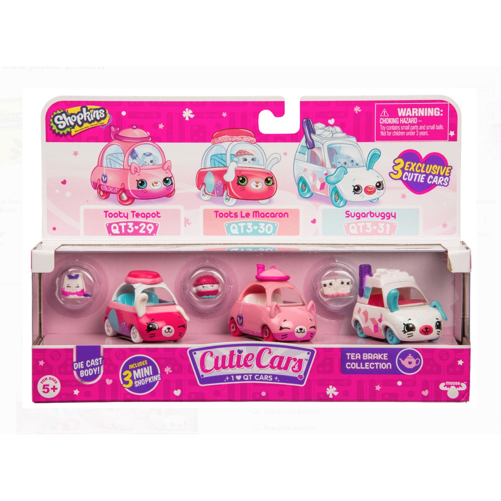 Bộ đồ chơi 3 xe tiệc trà Shopkins Cutie Cars S3 3 Pack Tea Break (Mỹ)