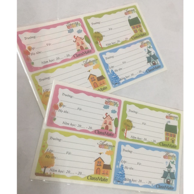 1 tập nhãn vở (16 cái ) siêu cute 5k