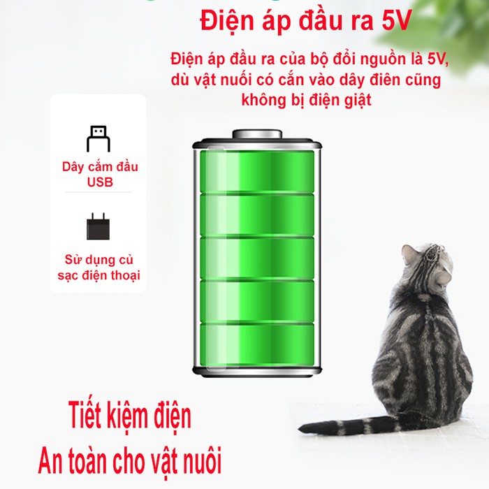 Máy lọc nước có đài phun cho mèo uống tự động, dung tích lớn 2,5L, máy cung cấp nước sạch cho thú cưng