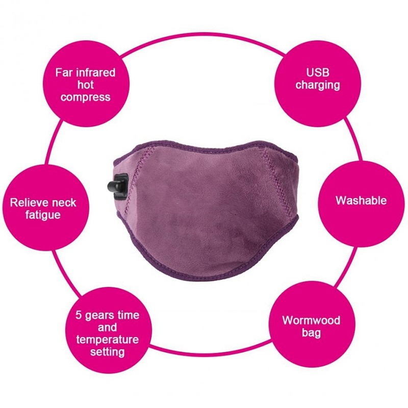 USB Electric Heating Infrared Cervical Spine with Hot Compress Massage Neck Protector Purple