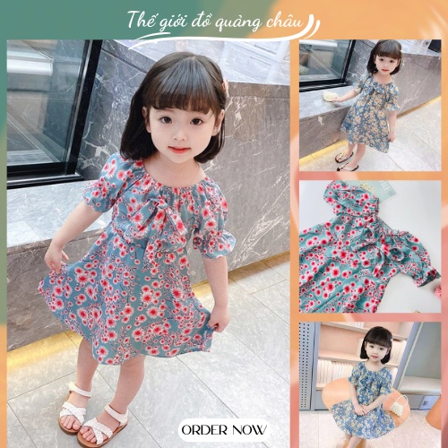 Váy Tiểu Thư Cho Bé Gái Đính Kèm Nơ Trước Ngực Siêu Xinh - Mẫu Hot 2022 - Hàng Quảng Châu Cao Cấp (V5)