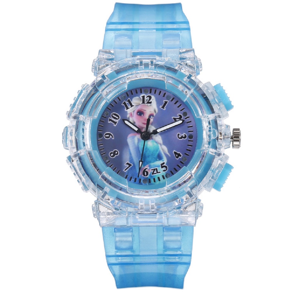 Đồng hồ đeo tay có đèn led họa tiết hoạt hình công chúa Elsa sáng tạo dành cho bé