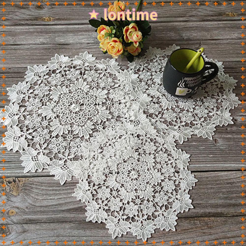 Khăn trải bàn hình tròn bằng vải cotton phối ren thêu họa tiết màu sắc trang trí bàn ăn