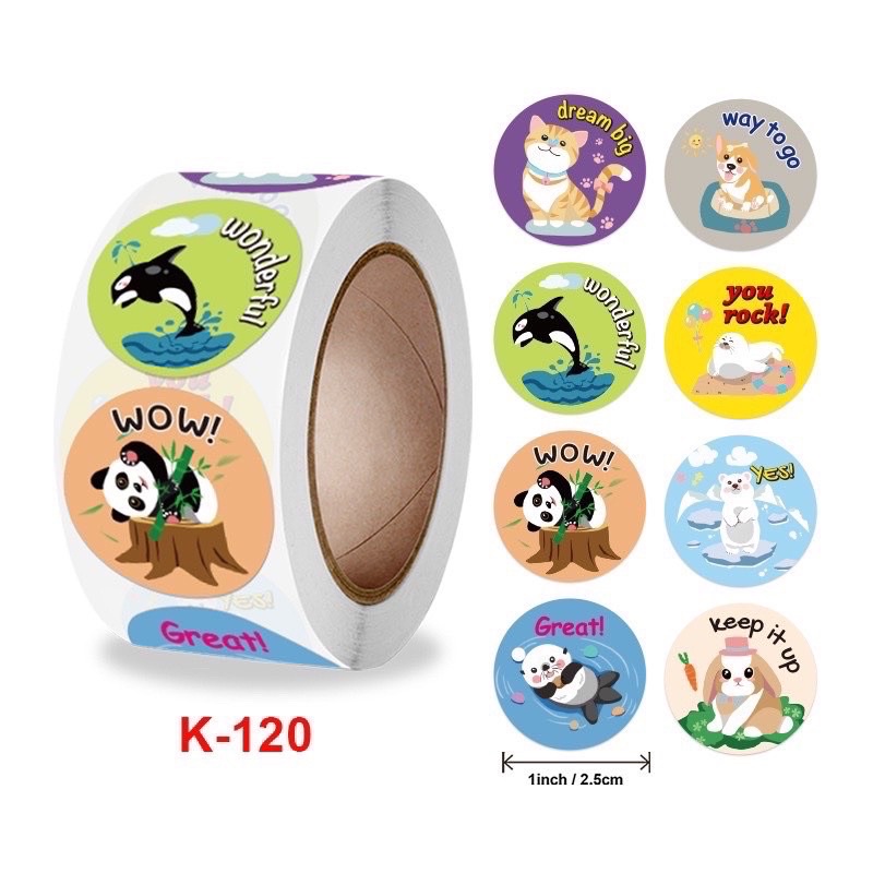 cuộn 500 sticker lời khen tiếng anh k 120