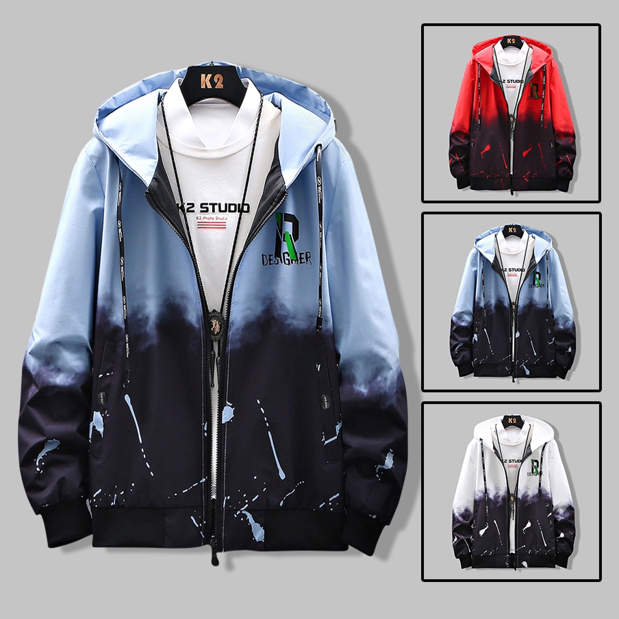 Áo Khoác Màu Loang HOT TREND Dài Tay Khóa Kéo Mũ Trùm Đầu Họa Tiết P DESIGNER Sành Điệu Zenkonam MEN JK 036