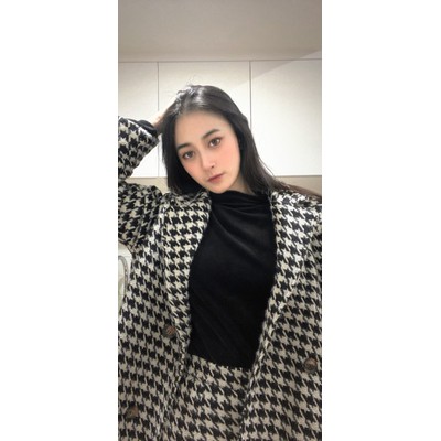Sét áo váy dạ phong cách houndstooth retro sang chảnh Ulzzang Hàn Quốc A106