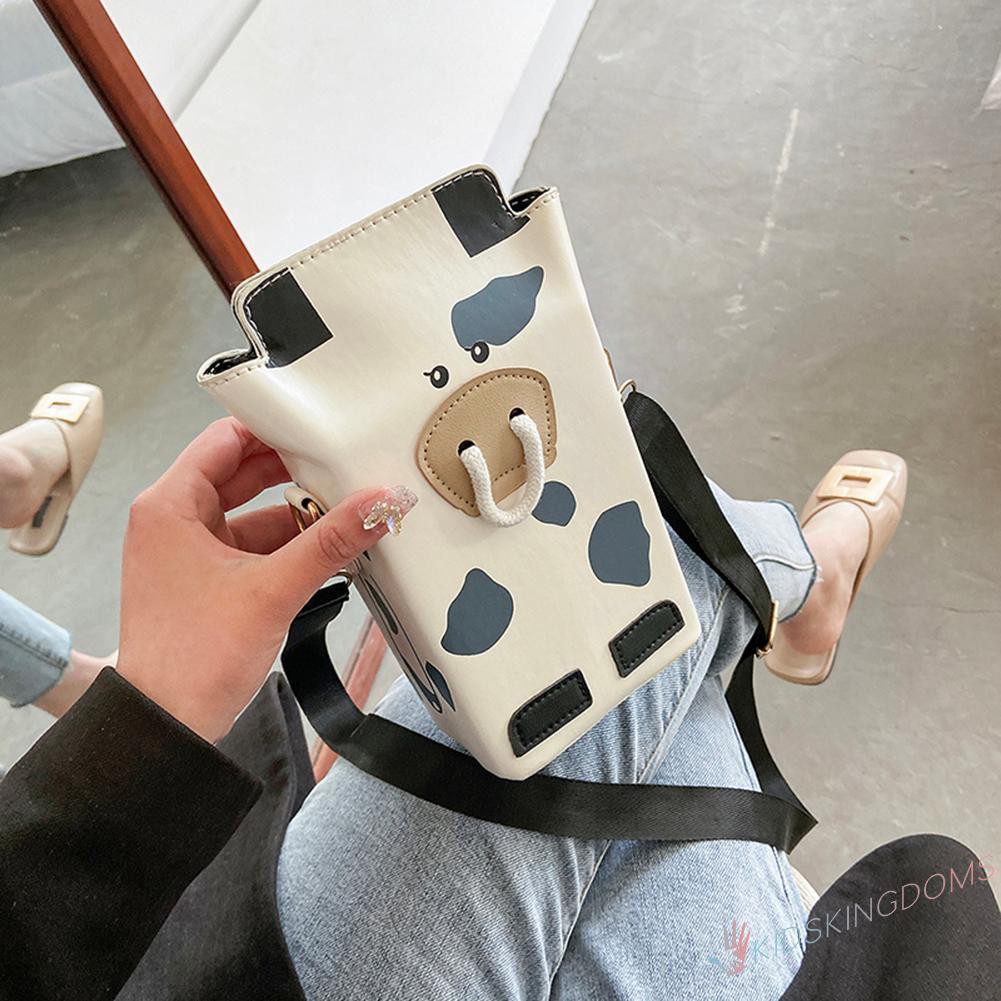 【Big Sale】Fashion Women Milk Print PU Shoulder Crossbody Bag Casual Small Handbag