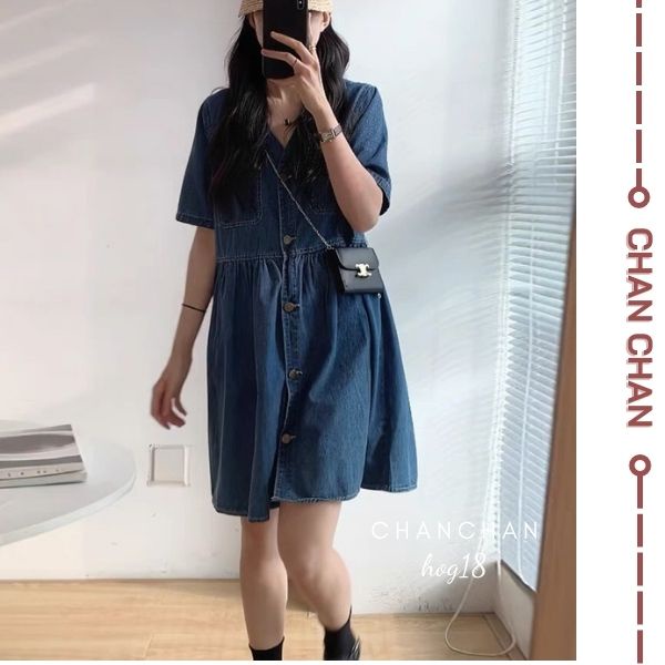 Váy Jean Dáng Ngắn Chữ A Phong Cách Ulzzang, Váy Yếm Bò Demin