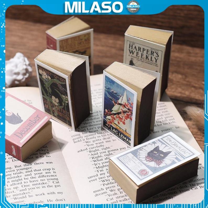 Giấy ghi chú MILASO giấy note ghi nhớ 122 tờ 56 x 35 mm họa tiết retro cổ điển cá tính SSN-001367