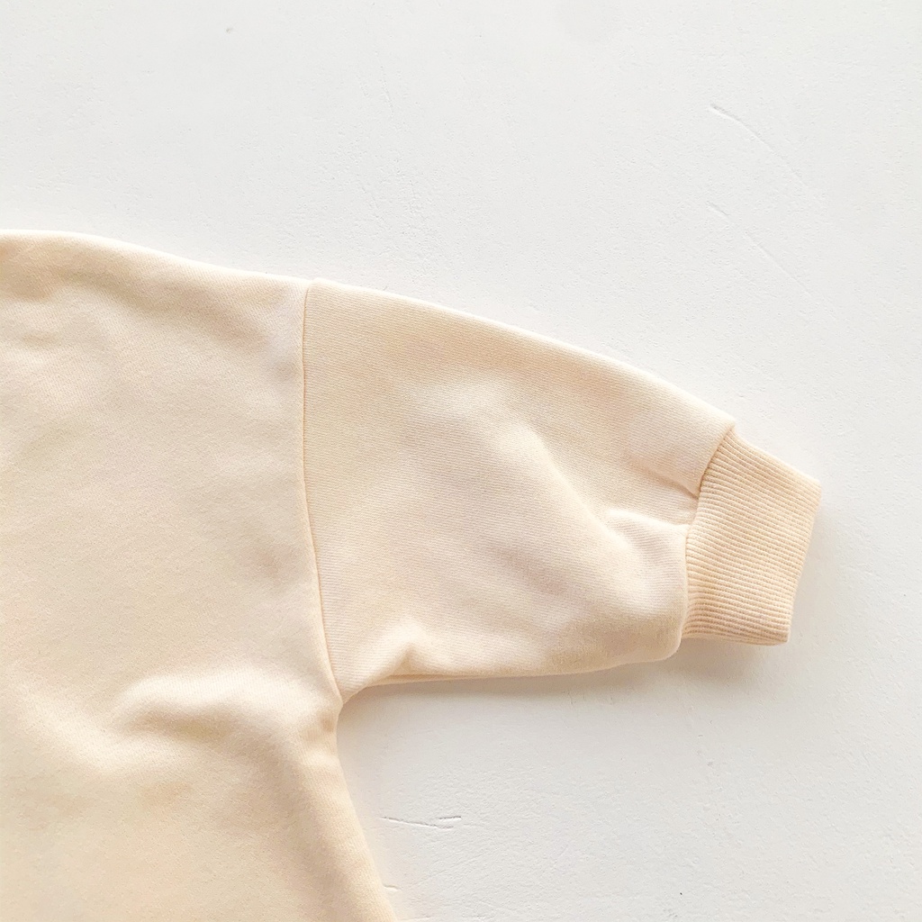 Set áo liền quần vải cotton tay dài hoạ tiết gấu đáng yêu cho bé 0-24 tháng