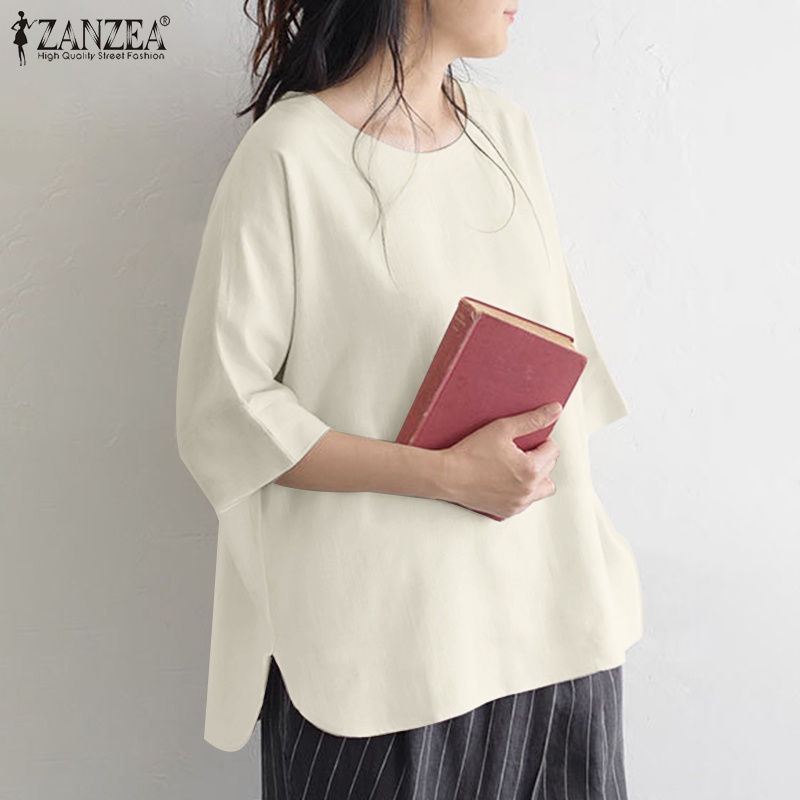 Áo thun ZANZEA tay lỡ xẻ tà thời trang dành cho nữ