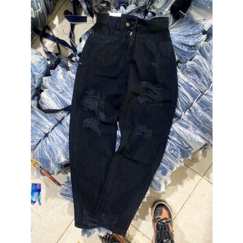 [ ẢNH THẬT ] Quần Bò Nữ ,Quần Jean Baggy Rách Nữ Lưng Cao Cá Tính Phong Cách Trẻ Trung, Cạp Cao Không Dãn Size S,M,L