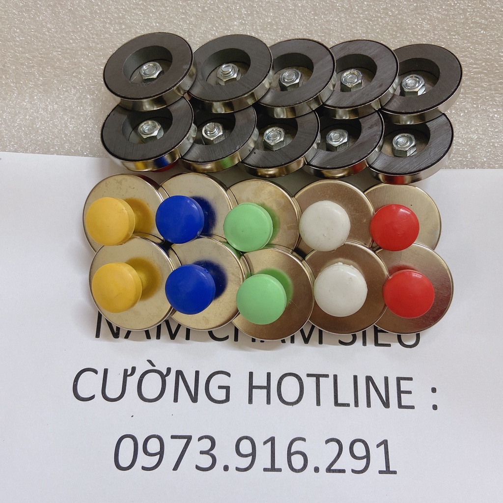 Nam Châm núm tròn Đính Bảng Từ Bọc Sắt Mạ Inox - Bộ 10 Viên nhiều màu