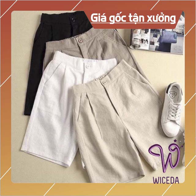 Quần lửng nữ ngố đũi đẹp ống rộng lưng cao,quần đùi nữ chất đũi tự nhiên nhẹ mát  khóa thật WICEDA QS350
