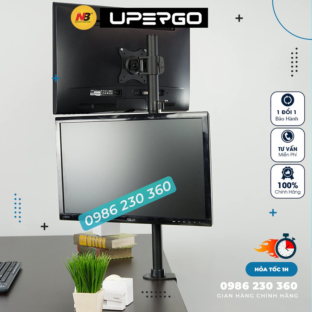 Giá Treo Màn Hình - Giá Treo 2 Màn Hình / Xếp Màn Trên - Dưới 17-27 Inch M063 Tải Trọng 8Kg