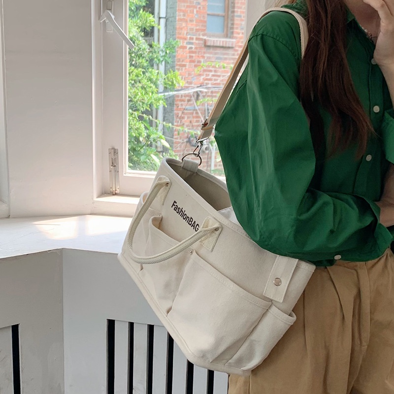 Túi Xách Vải canvas Cỡ Lớn Đa Năng Phong Cách Hàn Quốc Cho Nữ