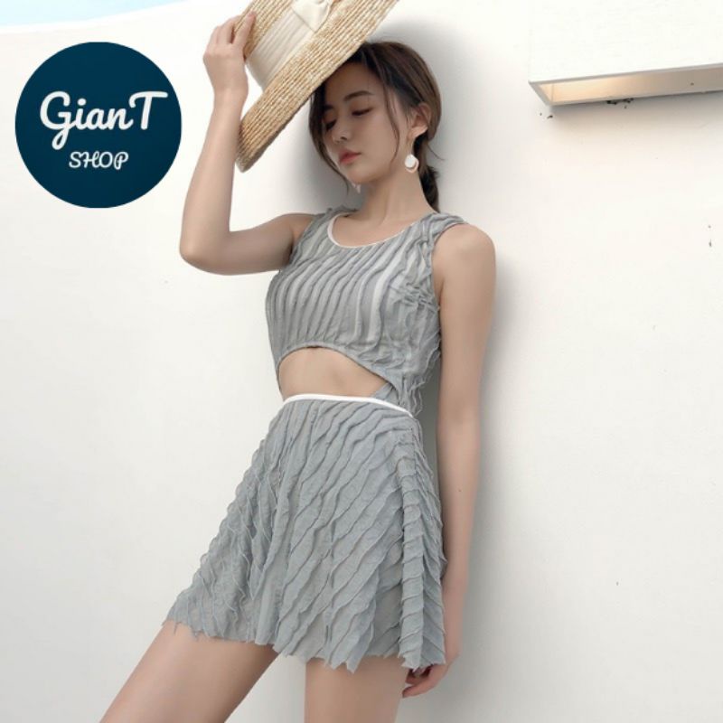 Bikini,Đồ Bơi,Váy Đi Biển kín đáo cao cấp mẫu VOAN BÈO mặc được 2 kiểu.Set gồm 1 mảnh bikinibody kèm VÁY